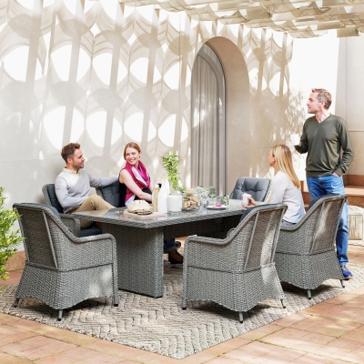 Outsunny 6-Seater Rattan Dining Set Aluminium Grey