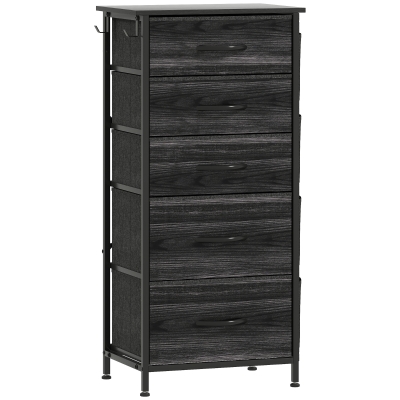 HOMCOM Dresser with 5 Fabric Drawers Black
