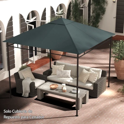 Outsunny partytentdak, vervangend dak voor partytent, partytentafdekking, polyester bescherming tegen de zon, donkergrijs 3 x 3 m
