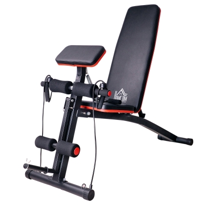 HOMCOM Multifunctionele halterbank krachtstation trainingsbank tot 120 kg zwart