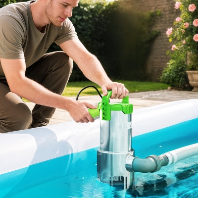 Outsunny Bomba Sumergible de 1100 W para Aguas Sucias con Caudal de 18.000 l/h y Control Automático Mediante Flotador