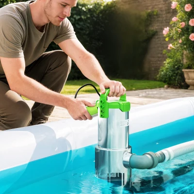 Outsunny Bomba Sumergible de 1100 W para Aguas Sucias con Caudal de 18.000 l/h y Control Automático Mediante Flotador
