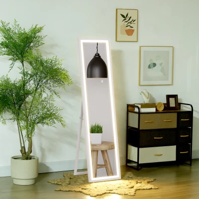 HOMCOM Miroir Pleine Longueur LED 3 Couleurs 40x160cm Blanc