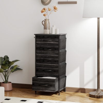 HOMCOM Dresser with 5 Fabric Drawers Black