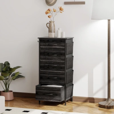 HOMCOM Dresser with 5 Fabric Drawers Black