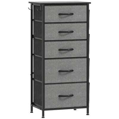 HOMCOM Fabric Chest of Drawers 5-Drawer Charcoal Grey