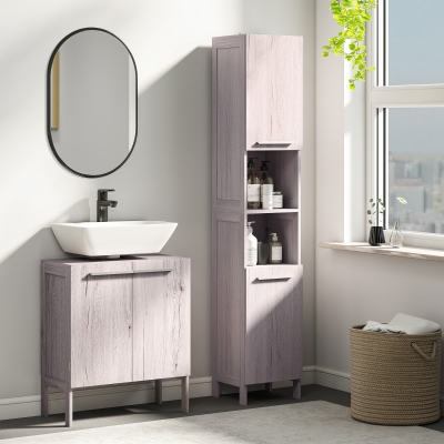kleankin Mueble Bajo de Lavabo para Baño Compacto con 2 Puertas de Armario 60x30x70 cm