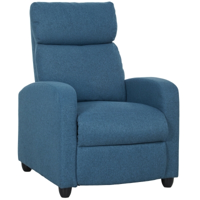 HOMCOM Push Back Recliner Armchair with Footrest - Blue