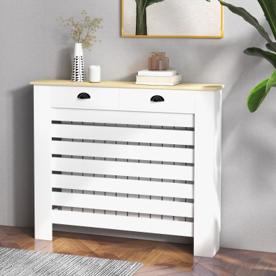 HOMCOM Radiator Cover with Drawer White 95.5H x 111Wcm