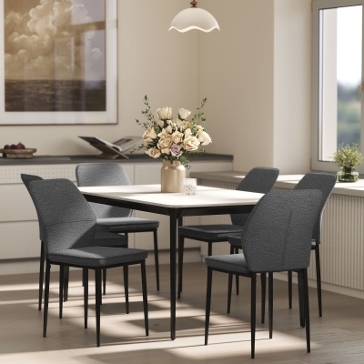 HOMCOM Conjunto de 2 Sillas de Comedor con Tapizado de Terciopelo Sintético Respaldo Curvo y Patas de Acero 45x57x86 cm Gris