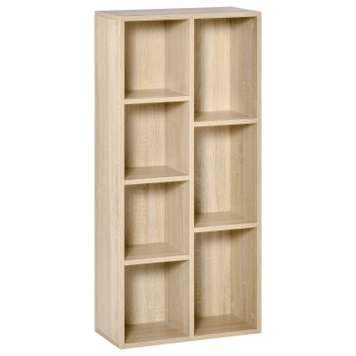 HOMCOM Estantería Librería de Madera Armario de Libros con 7 Compartimentos para Plantas Archivos 50x24x106 cm Roble