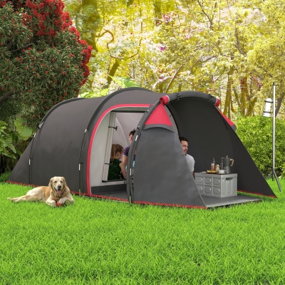 Outsunny Tienda de Campaña Familiar 2-3 Personas Plegable Impermeable a Prueba de UV 20+ con Vestíbulo 426x206x154 cm Gris Oscuro