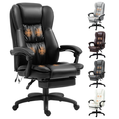 Vinsetto Silla de Masaje Reclinable con Altura Ajustable Reposapiés Retráctil y Control Remoto 68,5x68,5x113-121 cm Negro