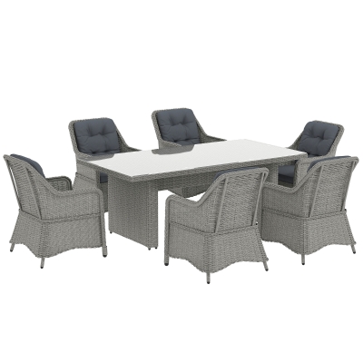 Outsunny 6-Seater Rattan Dining Set Aluminium Grey