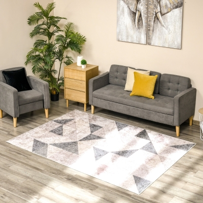 HOMCOM Alfombra de Salón Moderna de Terciopelo 230x160 cm Alfombra Geométrica para Dormitorio Oficina Gris