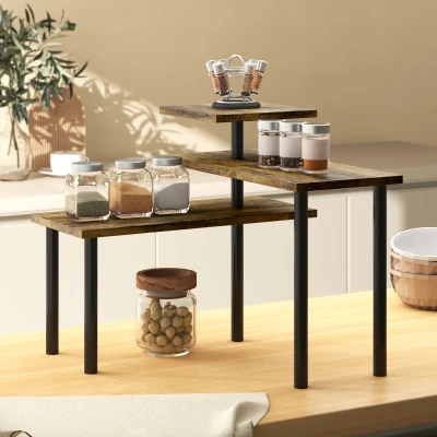 HOMCOM Scaffale da Cucina 40cm x 18cm x 36,5cm Marrone Rustico