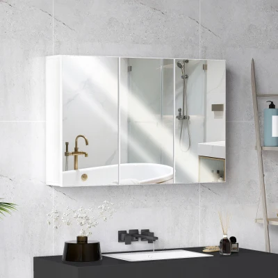 HOMCOM Mobiletto con Specchio 90cm x 15,5cm x 60cm Bianco