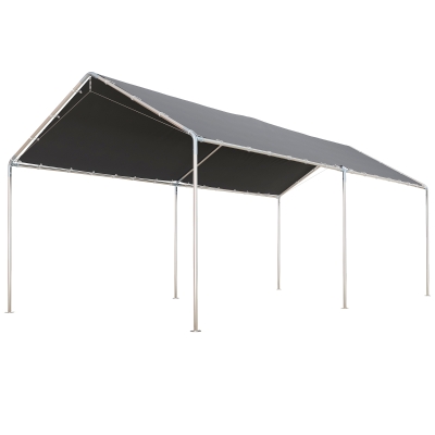 Outsunny Carpa Garaje para Coche 3x6 m Cochera Portátil Impermeable con Toldo de Tela PE y Marco de Acero Galvanizado Gris
