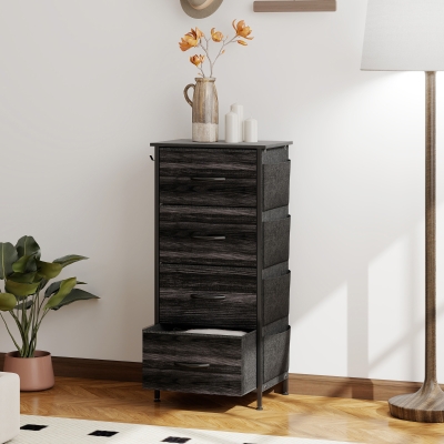 HOMCOM Fabric Chest with 4 Drawers - Black