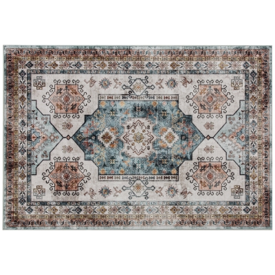 HOMCOM Alfombra Vintage Antideslizante y Lavable de Pelo Corto para Salón y Dormitorio, 230x160 cm, Multicolor