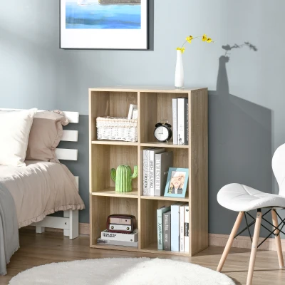 HOMCOM Modernes Würfelregal aus Holz mit 6 Fächern, 65,5x30x97,5 cm, Farbe Eiche