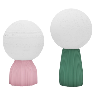 HOMCOM Set de lámparas de mesa en diseño planetario tricolor USB plástico Blanco