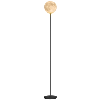 HOMCOM Vloerlamp met Maankap, Voetschakelaar, 3 Kleurtemperaturen, Metaal, Zwart