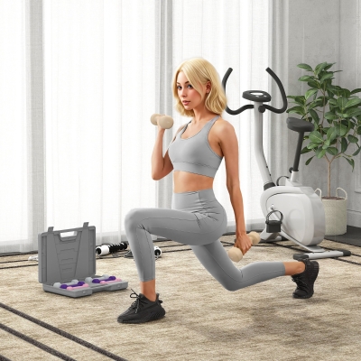 HOMCOM Dumbbells Set with Carry Case for Home Gym, Pink