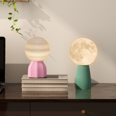 HOMCOM Set de lámparas de mesa en diseño planetario tricolor USB plástico Blanco