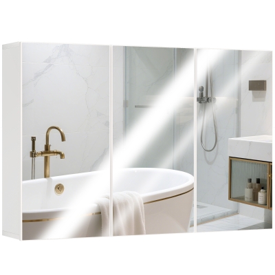 HOMCOM Mobiletto con Specchio 90cm x 15,5cm x 60cm Bianco