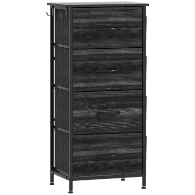 HOMCOM Fabric Chest with 4 Drawers - Black