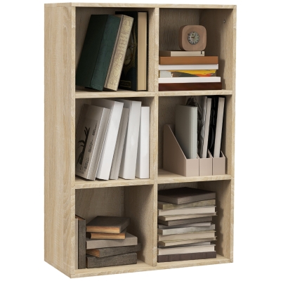 HOMCOM Mobile Libreria a 6 Cubi Moderno a Parete in Legno Rovere