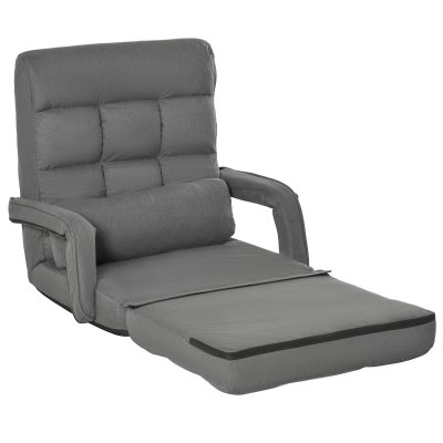 HOMCOM Fauteuil-Lit 5 Positions Réglables Gris Foncé