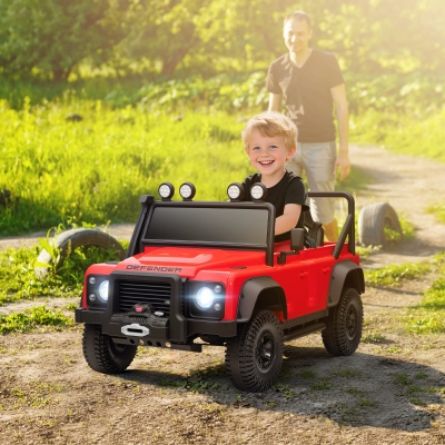 AIYAPLAY Coche Eléctrico para Niños con Licencia Land Rover 12V Control Remoto Sistema de Suspensión USB MP3 Faros Rojo