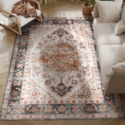 HOMCOM Tappeto Bohemien Antiscivolo e Lavabile 230x160cm Marrone