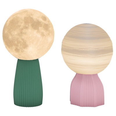HOMCOM Tafellampset in Planetenlook, 3-kleuren, USB, Kunststof, Wit