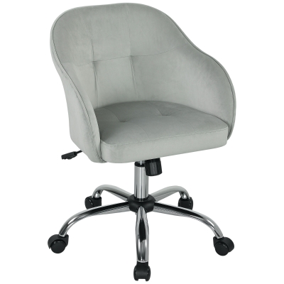 HOMCOM Velvet Swivel Office Chair - Grey