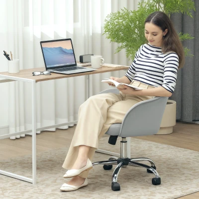 HOMCOM Velvet Swivel Office Chair - Grey