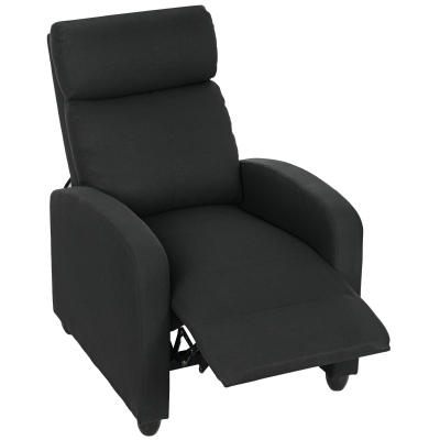 HOMCOM Fauteuil Relax Inclinable Tissu Noir avec Repose-Pieds