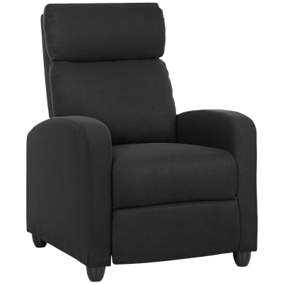 HOMCOM Sillón reclinable ajustable a 135° reposapiés extensible reposabrazos acolchados Lino-Poliéster Negro