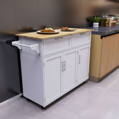 HOMCOM Carrello da cucina 121cm x 46cm x 91cm Bianco