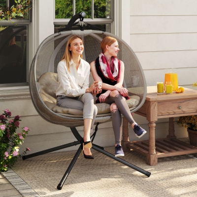 Outsunny Poltrona sospesa 132cm x 126cm x 172cm Marrone
