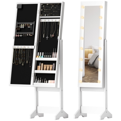 HOMCOM Armoire Bijoux Miroir LED Blanc