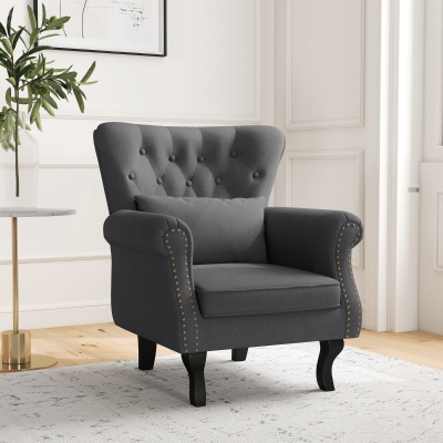 HOMCOM Chesterfield Accent Chair Grey