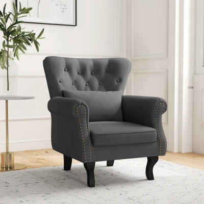 HOMCOM Chesterfield Accent Chair Grey
