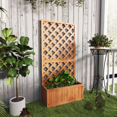 Outsunny Fioriera da Esterno con Griglia per Rampicanti Arancio