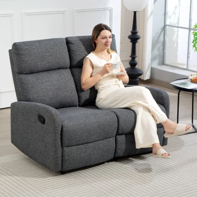 HOMCOM 2-Sitzer-Sofa mit Neigung bis zu 145° und Bezug in Grauem Samt, 124x91x100 cm