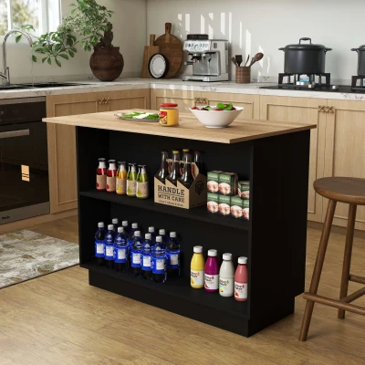 HOMCOM Isola per Cucina con 2 Ripiani Aperti e 2 Armadietti in MDF