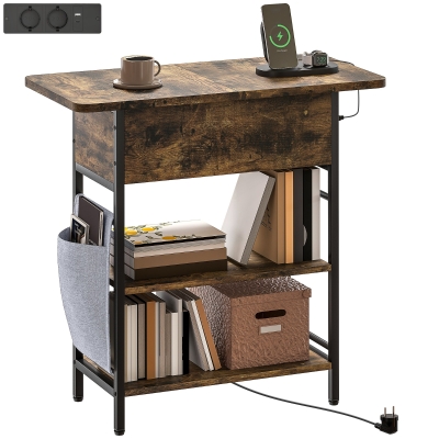 HOMCOM Tavolino 60cm x 29,8cm x 58,5cm Marrone Rustico