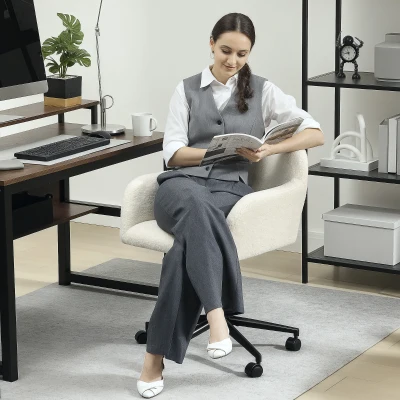 HOMCOM Sedia da Scrivania 63,3cm x 60,7cm x 84cm Crema
